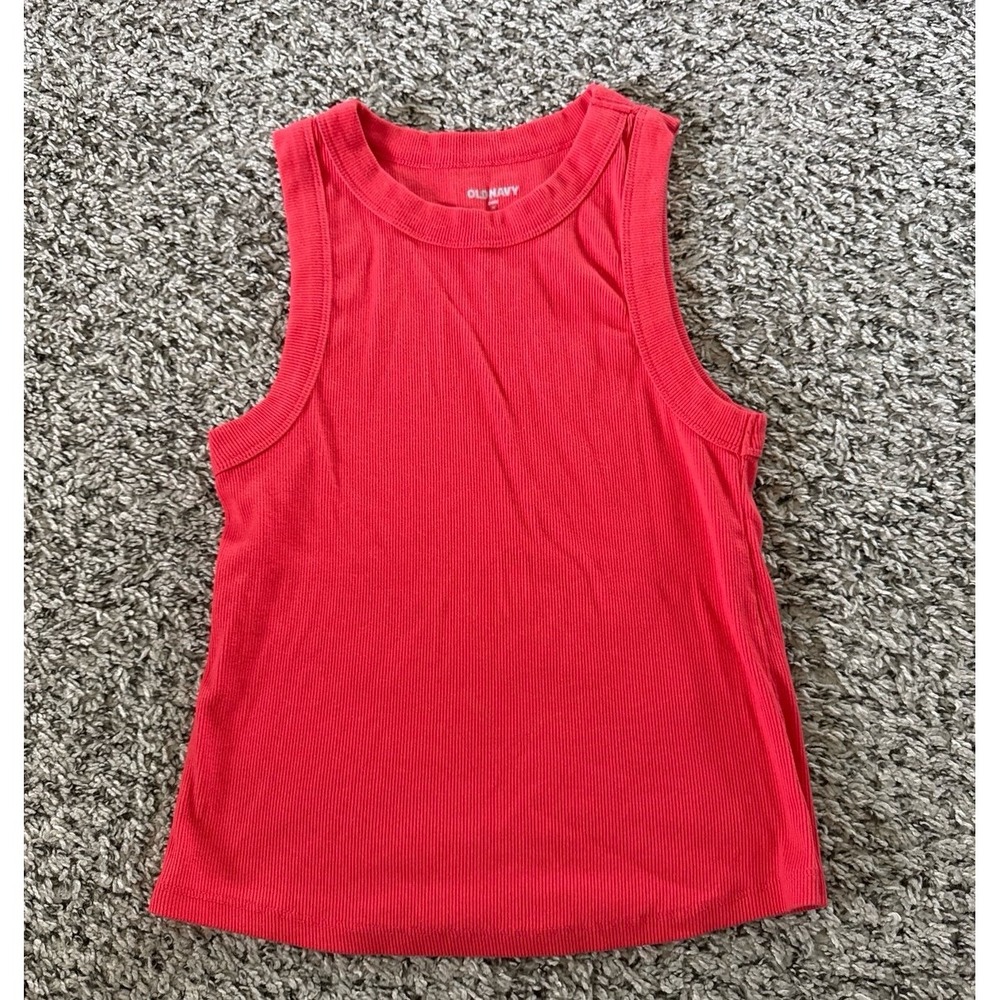 Old Navy Women's Red Ribbed Tank Top Size Medium